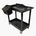 Luxor Two Shelf Cart with Outrigger Bins LUXEC11-B-OUTRIG